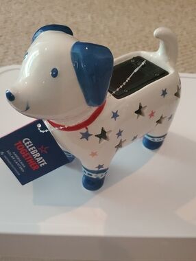 Patriotic Dog Solar Lantern - Blue & White